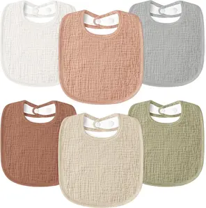 Muslin Baby Drool Bibs 6Pack Soft Square Adjustable Baby Bandana Bibs for Unisex Girls & Boys