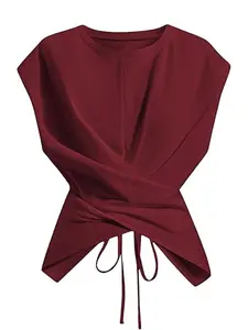 Women's Elegant Slim-Fitting Cross-Belt Short Top, Basic Versatile Plain Design, Stylish Bottom Hem, Perfect for Everyday Wear