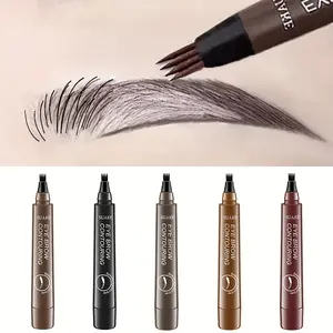 5-Color Waterproof Eyebrow Pen - Microblading Pencil with 4-Headed Design for Ultra-Natural, Feather-Light Brows - Long-Lasting, Waterproof Formula in a Versatile Palette