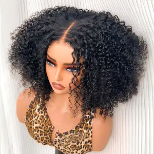 180% Kinky Curly Glueless Wigs Human Hair 4C Edges Afro Curly 13x6 Lace Frontal Wig Pre Cut 7x5 HD Lace Closure Wigs For Women Hd Lacefrontal Wigs