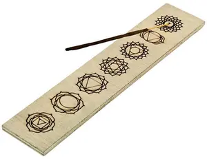 Seven Chakra Incense Stick Burner - 10"L, 2"W Incense Ash Catcher Burner
