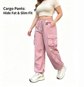 Women's High Waist Loose Wide Leg Work Pants with Pockets Breathable Soft Fabric Casual Cargo Trouser for All-Season Daily Wear
