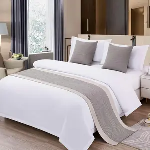 Grey Bed Runner 82 x 20 Inch Grey Stripe Pattern Bed Scarf for Queen & Full Bed Seersucker Textured Quilted Bed Runner Decorative for Hotel Bedroom (Queen, 1 Piece)