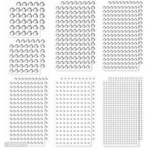 2210 count Clear Rhinestone Stickers Self Adhesive,Shiny  Sticker for , 7 Sizes 3-4-5-6-7-8-10mm,Beauty, Makeup,  Art, Mobile Phone, Wedding Hair Decoration, DIY Crafts