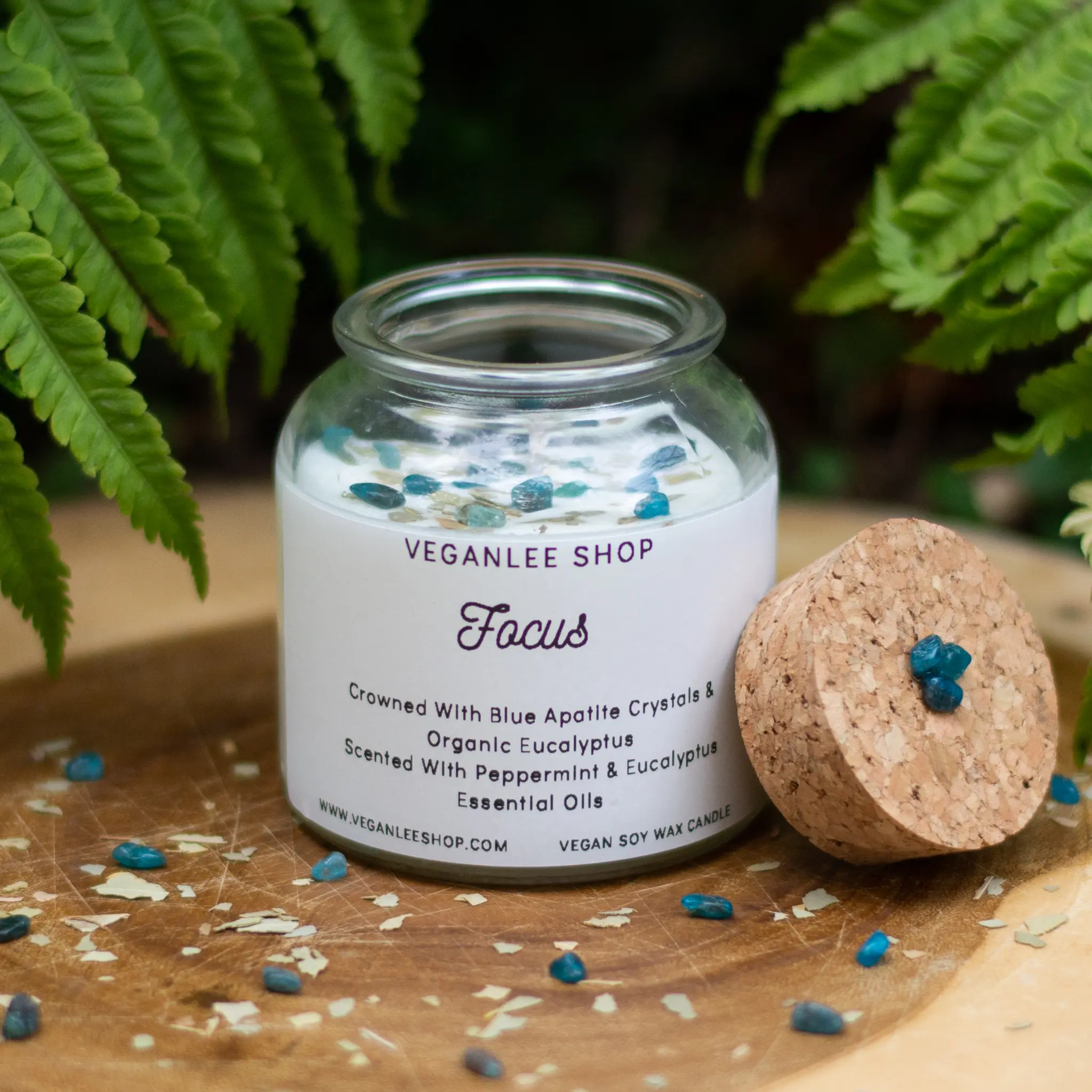 Focus Aromatherapy Crystal Candle Scented with Peppermint & Eucalyptus Essential Oils