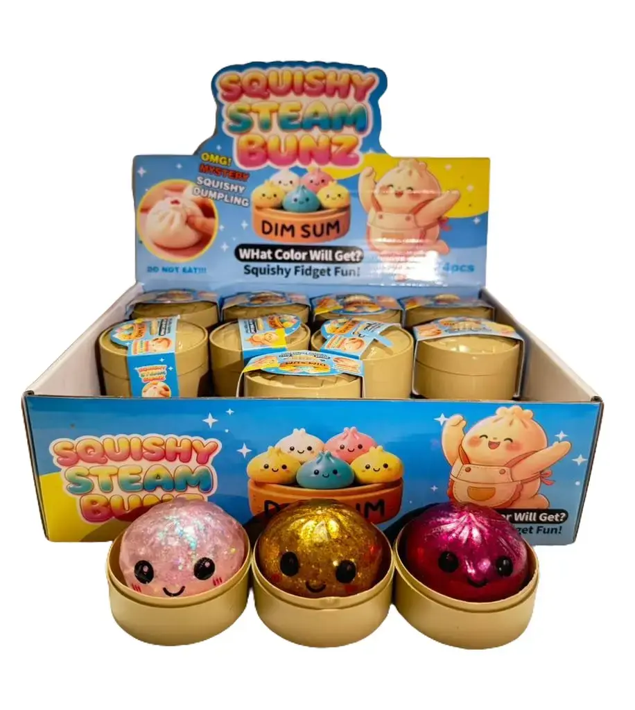 24pcs Display Box MINI Rainbow Mystery Squishy Dumpling Toy - Slow Rising Sensory Stress Relief Fidget Toy | Soft Squeeze Toy | 4 Random Colours | Ages 3+
