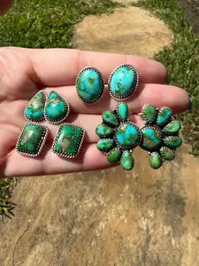 Sonoran Gold Turquoise Stud Sterling Silver Earring