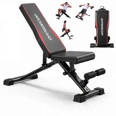 【TikTokShopBlackFriday】OPPSDECOR Adjustable Weight Bench, 900LBS Incline Decline Flat for Home Gym,Incline Decline Flat Bench Press, 8+4+2 Positions, 18.5in Seat Height, 99% Pre-Assembled, Fits 5-6ft Users, Folds in 1 Min