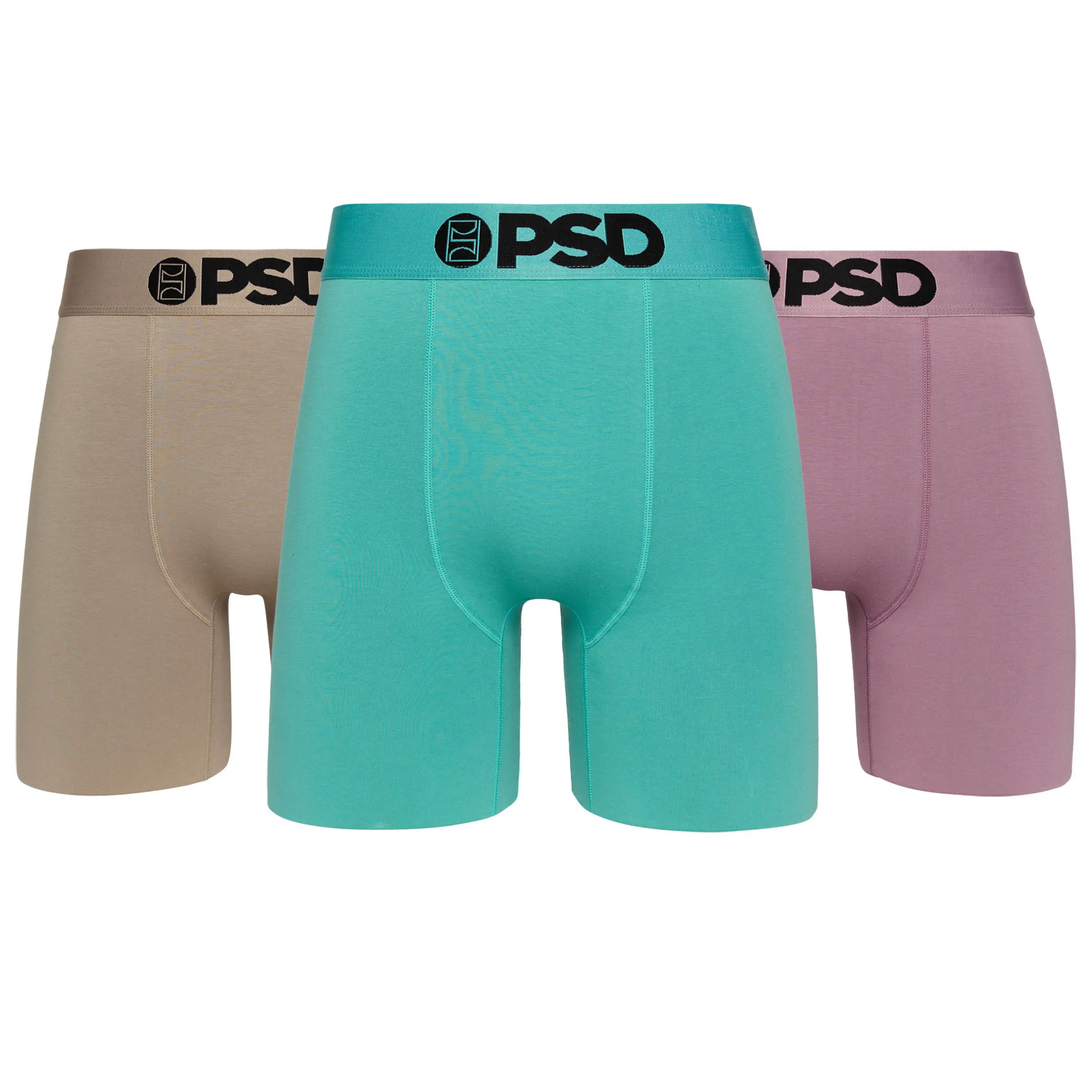 PSD Mens Essential Solids Boxer Brief 3 Pack - Standard Length 7 Inch Inseam, Soft and Breathable Cotton Fabric Menswear Stretch