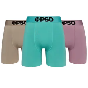 PSD Mens Essential Solids Boxer Brief 3 Pack - Standard Length 7 Inch Inseam, Soft and Breathable Cotton Fabric Menswear Stretch