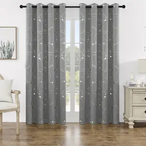 2 Pieces Fashion Ring Gold Foil Window Curtains, classic elegant appearance matches various home styles, excellent heat insulation and noise reduction, perfect interior decoration for daily living space.
