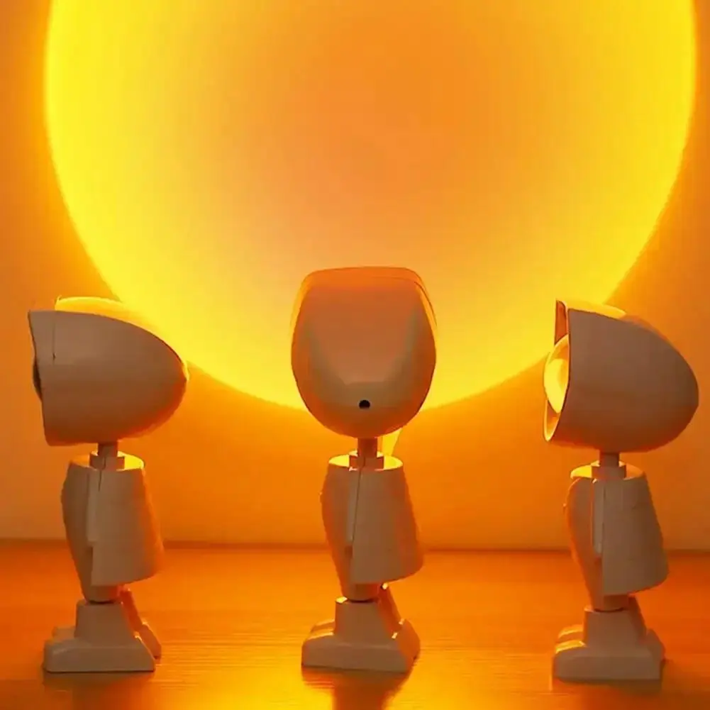 Rechargeable Astronaut Robot Rainbow Projection Lamp - Infinite Dimming, Sunset-Style Table Night Light for Bedroom Atmosphere, Ideal for Lovers of Novelty Lighting