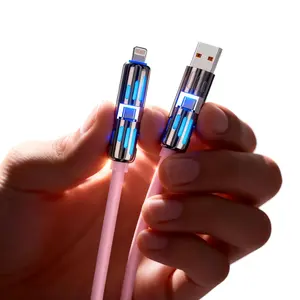 6.6FT 4-in-1 USB-C Cable Aluminum Fast Charging high speed  Data Sync USB-A Type-C Lightning Compatible Buy 1 Get 1 Freecars accessories outdoorfun Summervibes outdoorfun Charger