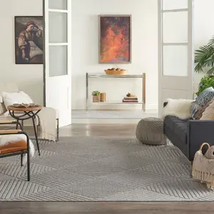 Indoor-Outdoor Area Rug, Contemporary Geometric Look, High-Low Pile, Stripes or Squares Design