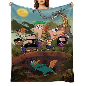 Phineas-and-Ferb-Flannel Throw Blanket for Girls Boys- Ultra Soft, Anti-Shrink & Wrinkle-Resistant ,Quick-Dry, Machine Washable Cozy Throw ,Perfect Gift for Kids Adults A-72