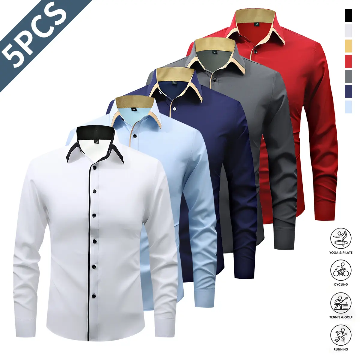 White + Sky Blue + Navy Blue + Dark Gray + Wine Re