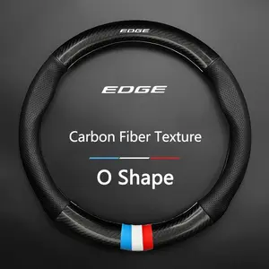 Carbon Fiber Texture Car Steering Wheel Cover Fits For Ford Edge Mondeo Focus Raptor Puma Explorer Ecosport Ranger F150 Kuga Anti-Slip Car Steering Protector