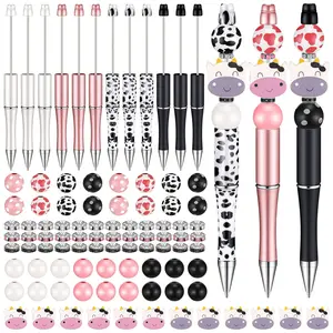 94-Piece Animal Cartoon Cow Bead Set, Includes 12 Round Funny Teacher Pens with Leads, Suitable for Students Teens Teachers School Office Supplies