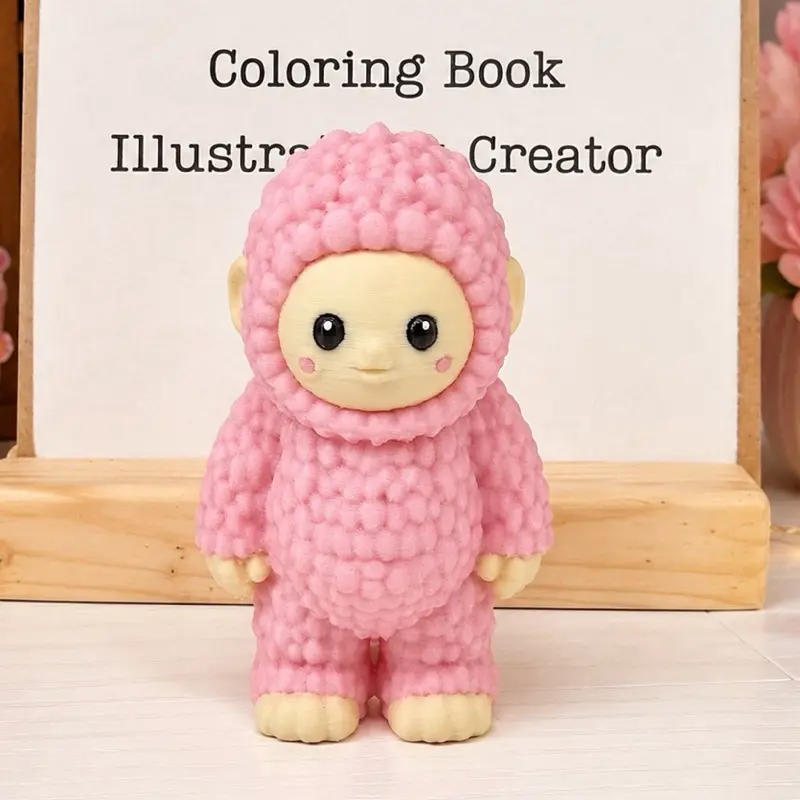 .	Limited Edition Custom 3D Printed Bigfoot Figurine | 3” Pink Cryptid Collectible