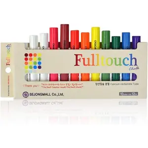 Fulltouch Color Chalk -  [12 Pcs/10 Color Mix] 1 Box, Dustless Washable Chalk for  & Professionals, Sidewalk & Blackboard