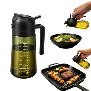 DGAPHRO 16oz/470ml Light-Blocking Tinted Glass Oil Sprayer - 2-in-1 Cooking Dispenser Bottle for Kitchen Gadgets, Air Fryer Accessories (Black)