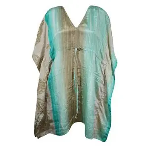 Beach Coverup Kaftan Green Ombre Caftan Leisure Wear Housedress, Beach Coverup Caftan L-2X
