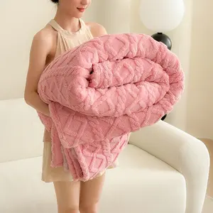 Soft Plush Thick Warm Blanket, Thick and for Bed Sofa Travel, All-Season Comfort, Fashionable 3D Diamond Design, Hand Wash Only, Soft Fluffy Blanket