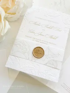 Letterpress Embossed Wedding Invitations with Gold Foil | Style 999