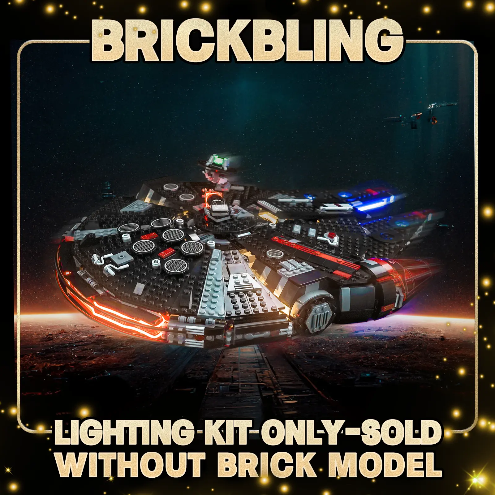【BrickBling LED Light Kit】for  The Dark Falcon, Creative Lighting Compatible with Lego 75389-No Model (Classic Version Light)