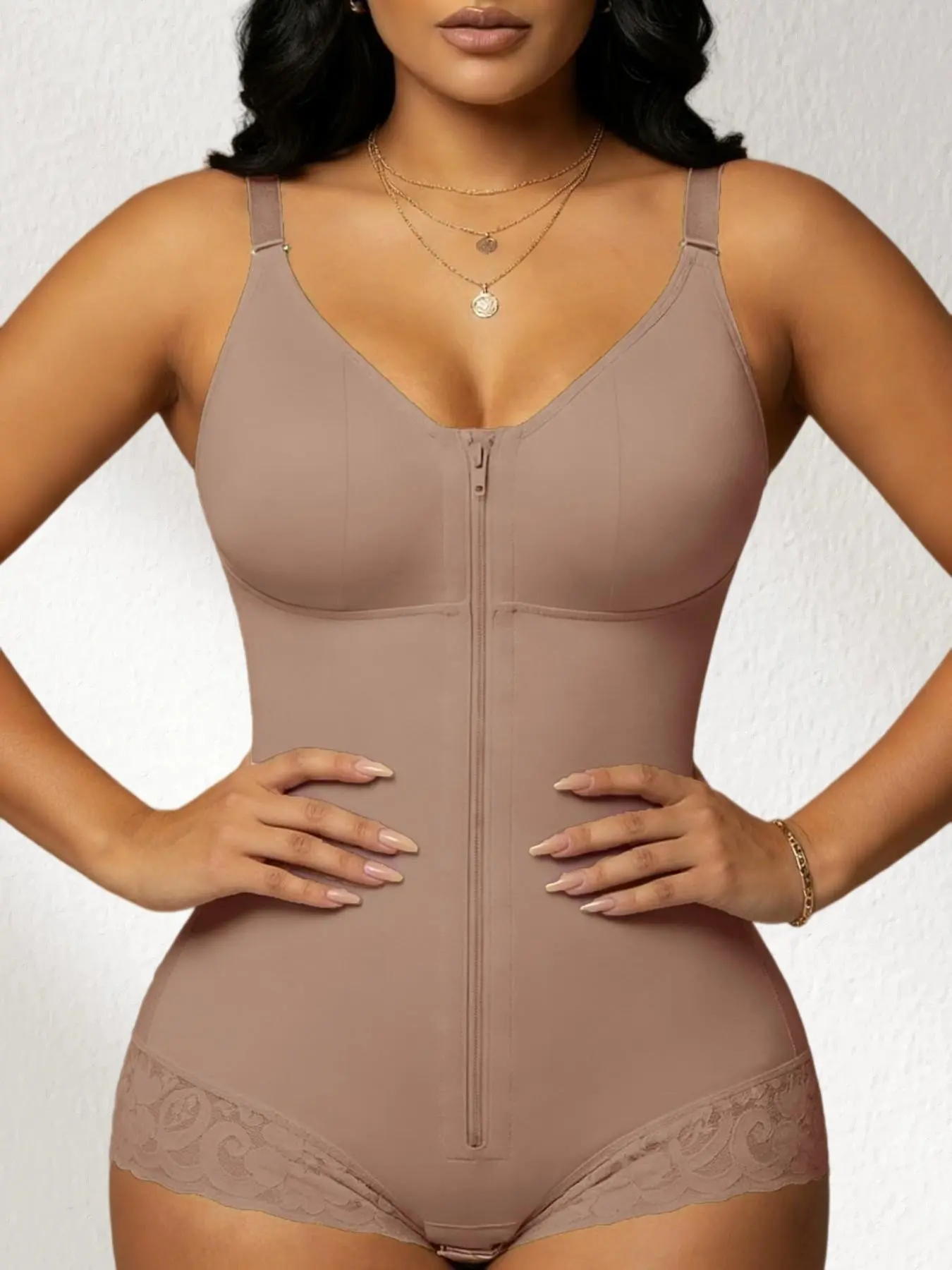 1 Count Women‘s Underwear High Elasticity Butt Lifting and Tummy Control Bodysuit with Hooks Crotch, Fajas, Colombiana Shapewear, Full Body Shaper with Adjustable Shoulder Strap, High Compressing Jumpsuit, Suitable for Various Occasions