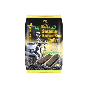 MINCHER Taiwan Sesame Brown Rice Crispy Sandwich Cookies 190g - Healthy Snack, Vegan, Nut-Free
