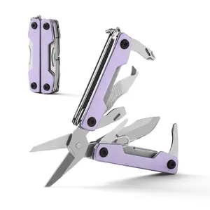 Multitool with Pocket Knife,Gifts for Men and Women, 11-in-1 Mini EDC Multitool with Screwdriver, Scissors, SIM Extractor and Bottle Opener, Perfect for Outdoor, Hiking, Simple Repair (Purple)