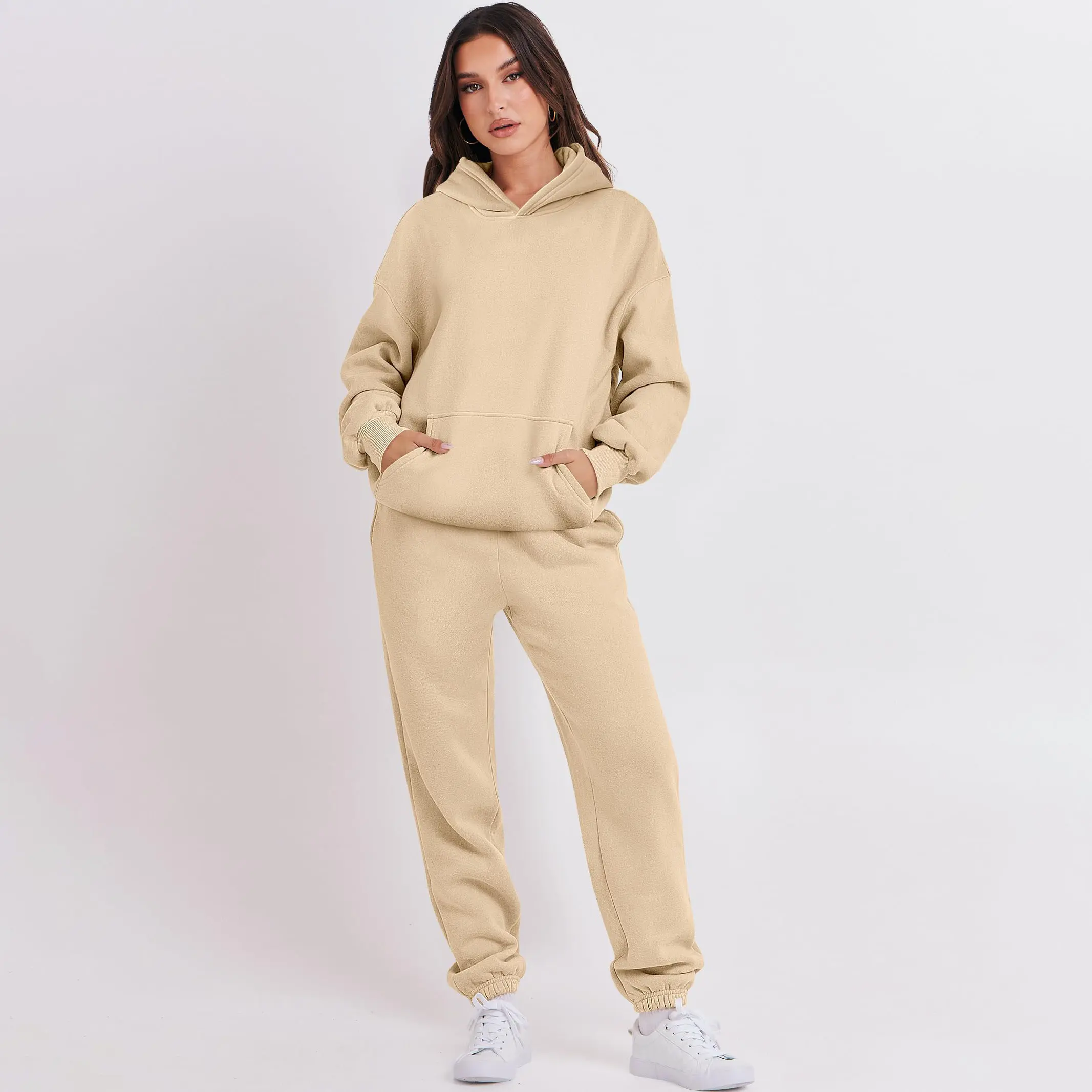 Womens 2 Piece Outfits Long Sleeve Hoodie Casual Oversized Basic Cozy Jogger Sweatpants Y2K Comfortable Tracksuit Sweatsuit Set Womens 2 Piece Outfits Long Sleeve Hoodie Casual Oversized Basic Cozy Jogger Sweatpants Y2K Comfortable Tracksuit Sweatsuit Set
