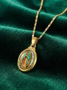 Fashionable Virgin Mary Pendant Necklace for Men and Women, Simple Casual Daily Commute Versatile Prayer Chain, Stylish Unisex Inspirational Religious Jewelry, Trendy Jewelry, Faith Necklace