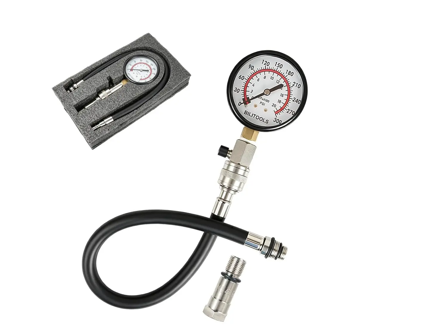 BILITOOLS Engine Compression Tester, 300 PSI Gauge for Gasoline Engines