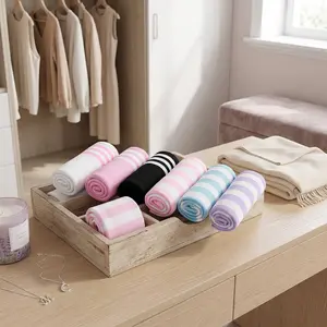 Women's 6 Pairs High Thigh Socks - Striped Over Knee Thin Tights Long Stockings Leg Warmers for Daily Wear Fashion Style Comfortable Stretchy Breathable Perfect for Casual Outfits and Winter Season