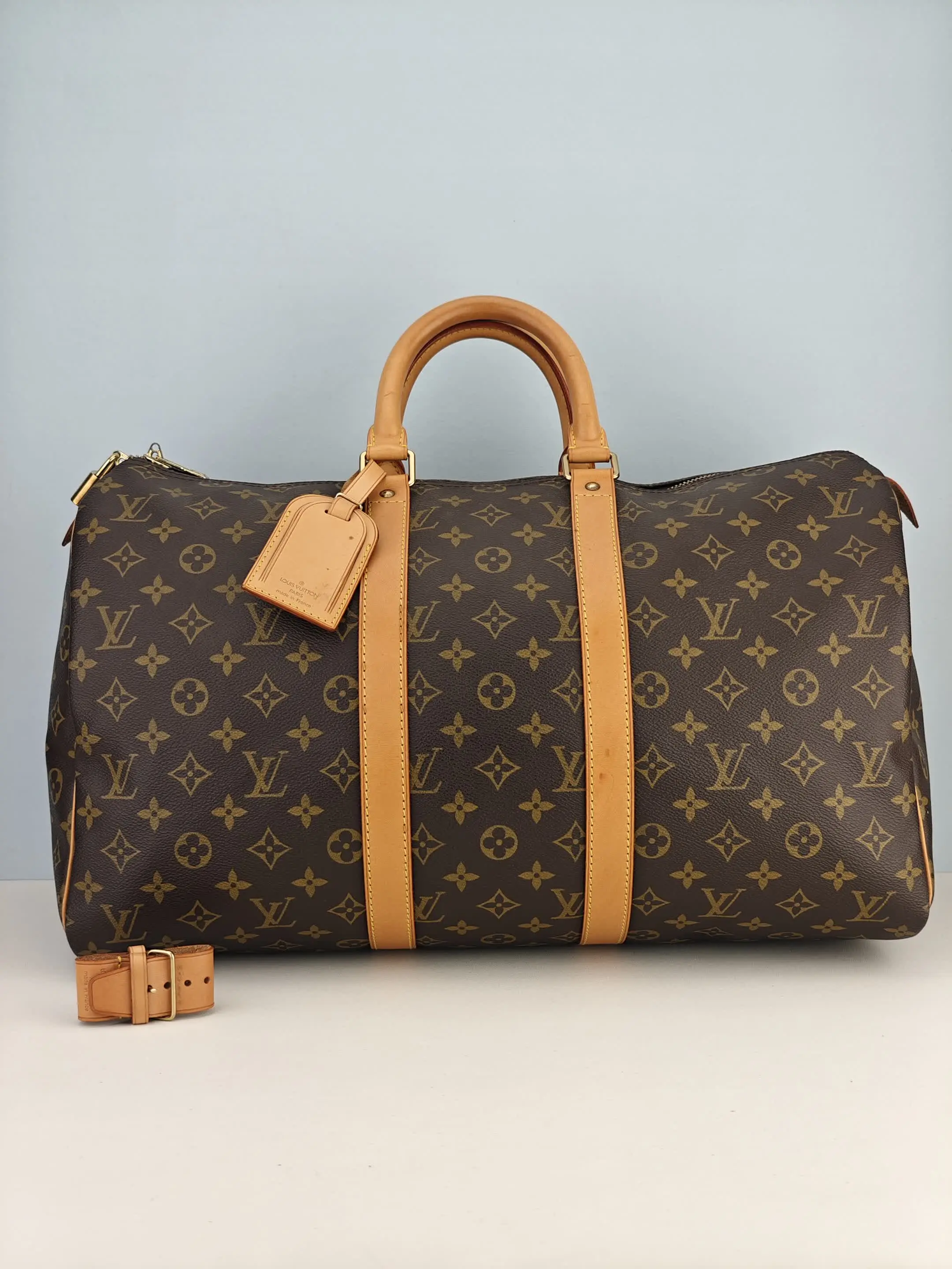 Pre-owned Monogram coated canvas with leather trim Travel Bags Louis Vuitton Keepall 45 Monogram Canvas Travel Bag【SP0996】
