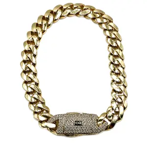 MONACI 14K Yellow Gold Hollow Cuban Bracelet 8" Inches 9.0MM Handcrafted in NYC with Cubic Zirconia Lock
