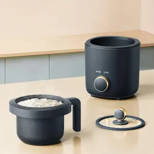 Rice Cooker Small, Mini Rice Cooker 2 Cups Uncooked, 1.2L Portable Rice Maker with Non-stick Coating, , One Touch & Keep Warm Function, Grey