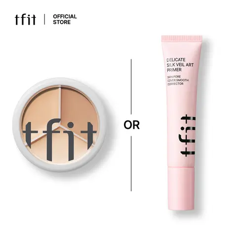 [TFIT OFFICIAL] Soft Blur Concealer 15g - Full Coverage, Smoothing Pore-Blending, 3-Color Corrector/Delicate Silk Veil Art Primer/Hydrate Vanish Art Primer (Sold Separately), Highlighter for Acne Marks, All Skin Types, Flawless Daily Beauty Products Gift,