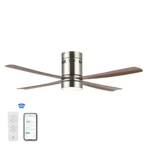 Theo 52" 1-Light Contemporary Minimalist Iron/Acrylic Mobile-App/Remote-Controlled 6-Speed Integrated LED Ceiling Fan