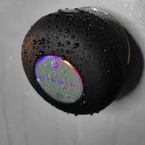 Mini Bluetooth Shower Speaker with LED Lights, Portable IPX4 Waterproof, Hands-Free Speakerphone, Rechargeable via Micro USB, Wireless Stereo for Beach, Shower & Home Use