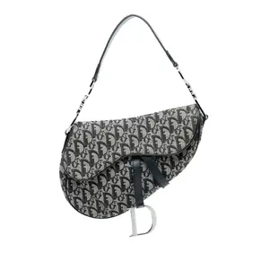 Pre-owned Dior Canvas Plain Travel Bags Christian Vintage Saddle Bag Diorissimo Canvas Medium by Rebag