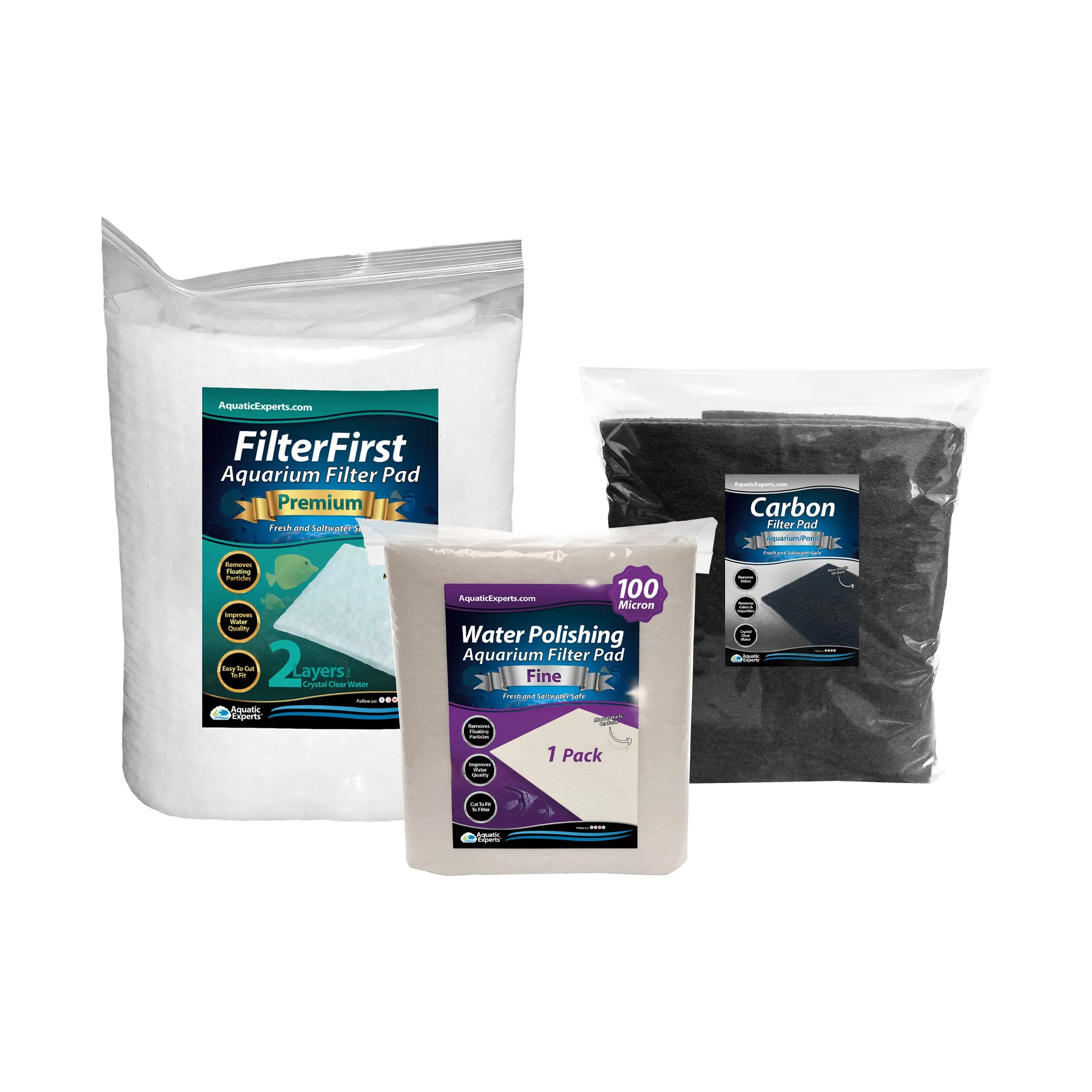 Aquarium Bundle - Carbon Filter 10.5"x36" + FilterFirst 12"x72"+ Polishing Pad 100 Micron Bundle