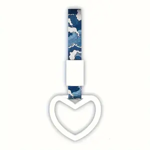 Car Heart-Shaped Static Hanging Ornament, Blue Car Interior Pull Ring, Rear Bumper Decorative Accessory, 1 Piece