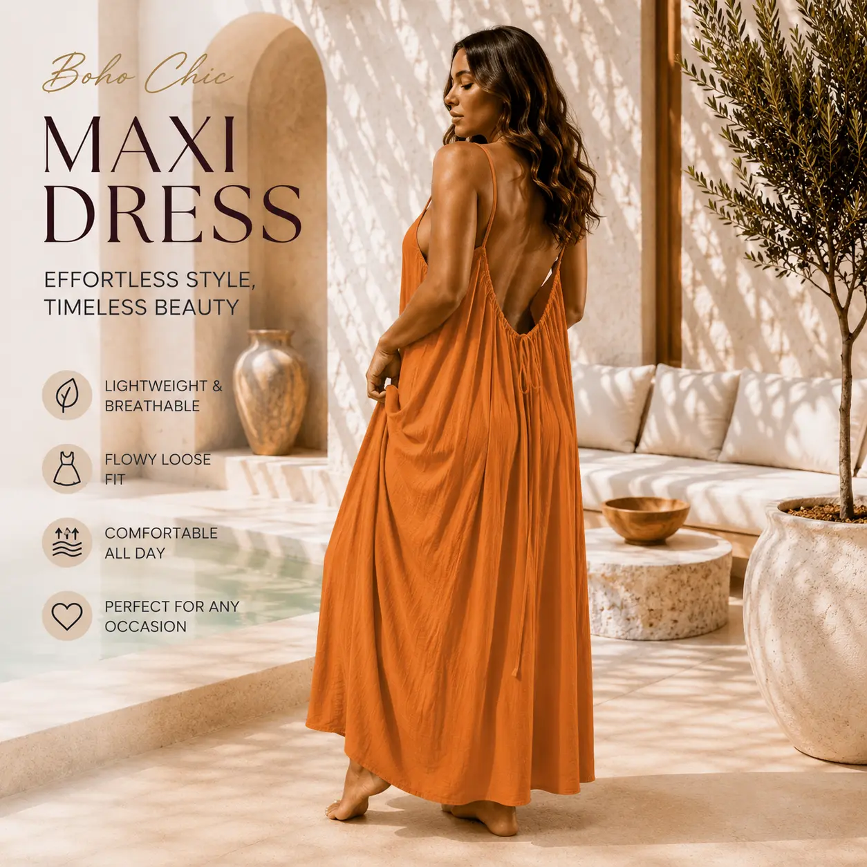 Women's nightgown Women's Backless Spaghetti Strap Maxi Dress - Loose Flowy,  Relaxed Fit, Floor Length, Plus Size Friendly, Womenswear Loungewear for  Vacation, Beach - TikTok Shop