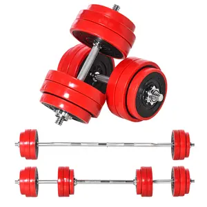 Adjustable Dumbbell Set – 66 lbs Converts to Barbell. 2-in-1 Use as Two Dumbbells or Barbell. Includes 12 Plates (3 lb & 6 lb). Non-Slip Grip. Floor Protection. For Home Gym