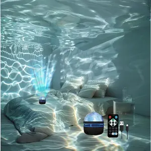 LED Water Ripple Projector Lamp With Remote Control, Adjustable Brightness And Color, USB Powered Colorful Night Light, Rotatable Lighting Effects, Suitable For Bedroom, Living Room, Office And Party Decoration, Christmas Gift, Starry Sky Projector
