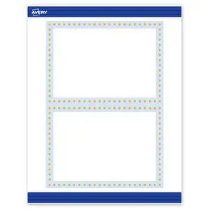 Avery Printable Rectangle Invitation Cards, Gold Dots with Blue Border, 5" x 7", Matte White Rectangle Invitation Cards, Laser/Inkjet, 20ct, Great for Invitation Cards