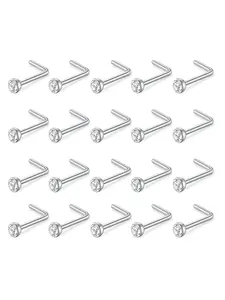 20Pcs Nose Studs for Women Men, 20G Hypoallergenic Nose Rings Studs, 316L Surgical Steel Bowl Shape Nose Stud,  Durable Jewelry Gift, Nose Piercing Jewelry, Nose Rings Set